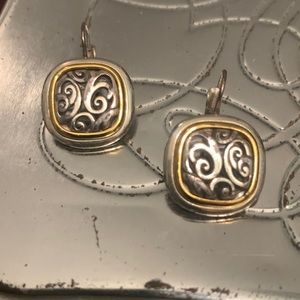 Hoop Earrings by Brighton.  Sterling silver & gold trim.  Good condition.